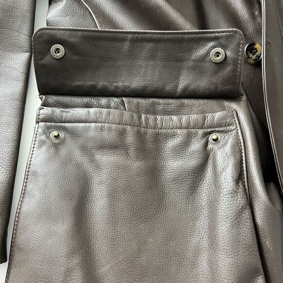 LORO PIANA Leather Jacket Mens S Brown Soft Lambskin Button Front  Collared - Picture 11 of 12